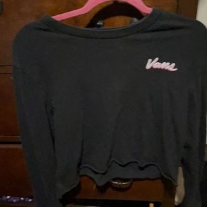 Black Vans Crop top With Pink Lettering